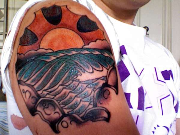beach scene tattoo