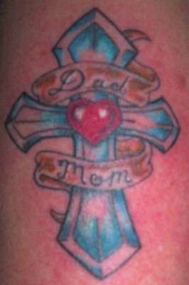 ma's memorium cross tattoo