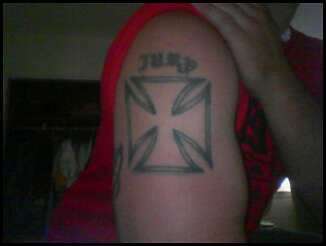 maltese cross w/my last name tattoo