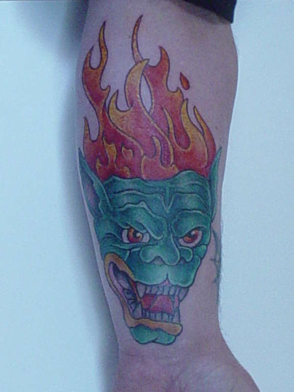 Flamming Green Goblin tattoo