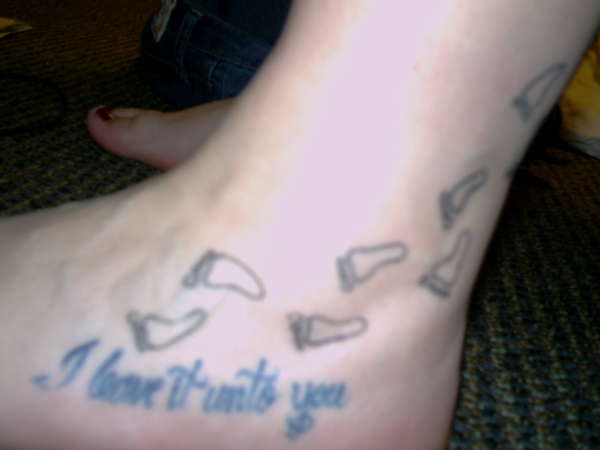 God's foot prints, walking with me.. tattoo
