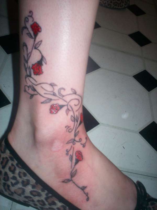 Rose ankle/leg piece tattoo