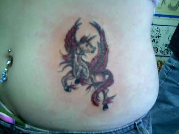 Magenta Winged Pegasus tattoo