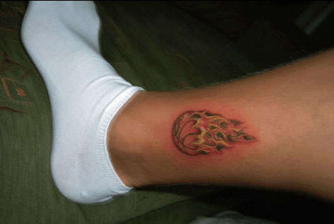 Ball in flames tattoo