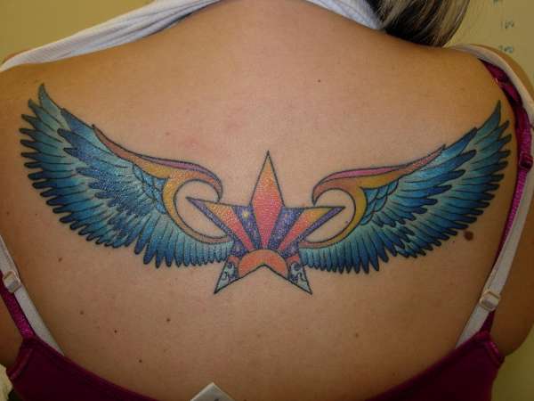 Winged Star with Sun tattoo
