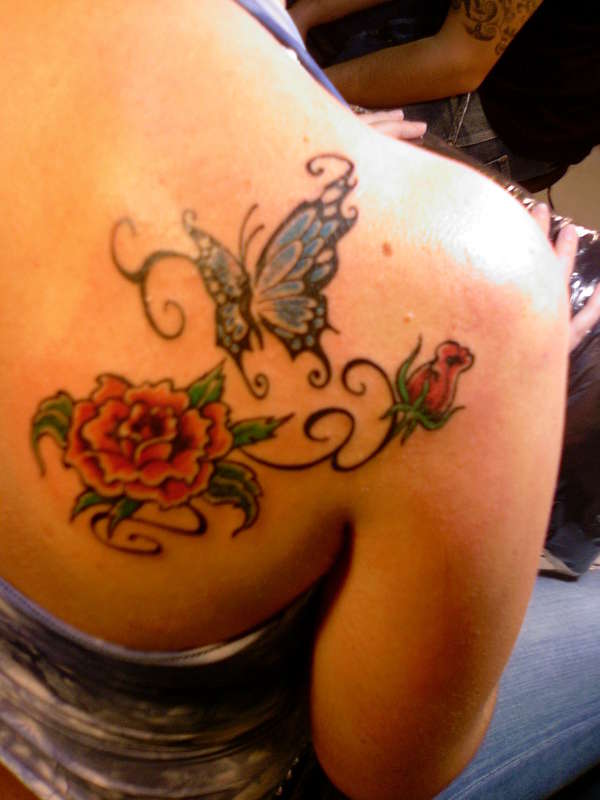 Butterfly-Rose tattoo