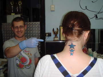 Three blue stars (originality is not a strong point!) tattoo