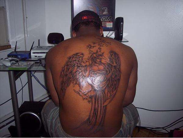 angel on my back tattoo