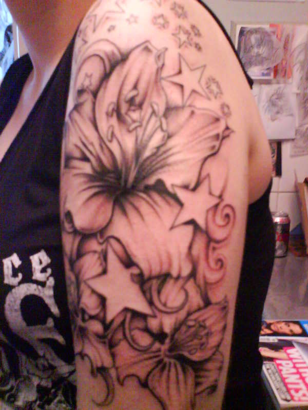 flowers and stars tattoo