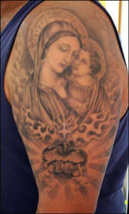 mary and baby jesus tattoo