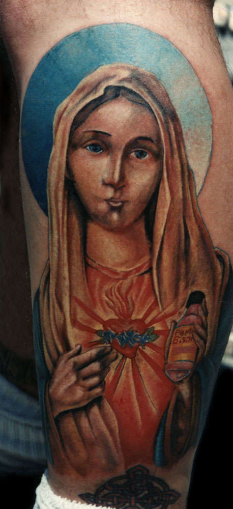 Our Lady of the Sacred Heartburn tattoo