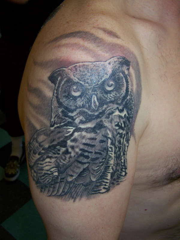 great horned  Owl tattoo