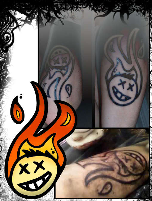 smiley molotov cocktail tattoo