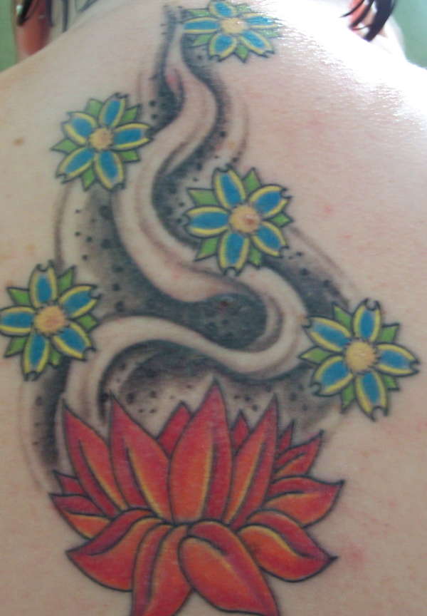 Lotus Flower and 5 Cherry Blossom's tattoo
