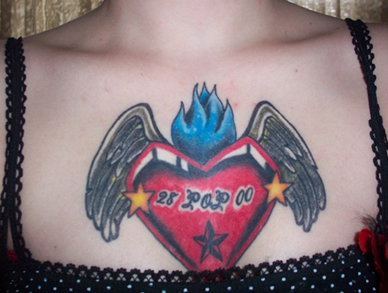 RIP chest piece tattoo