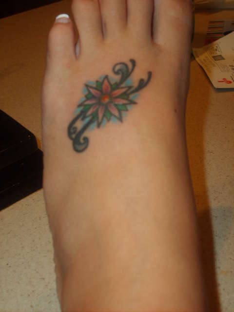 foot flower tat tattoo