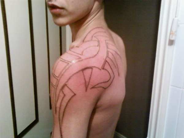 Tribal Before Shading tattoo