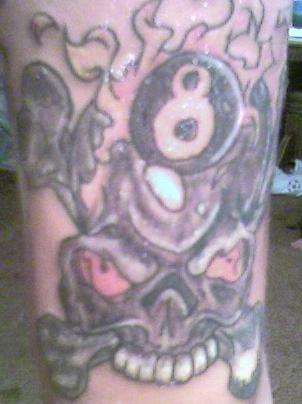 Skull Tat with 8ball tattoo