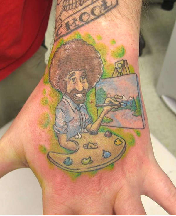 Freaking Bob Ross that's who tattoo