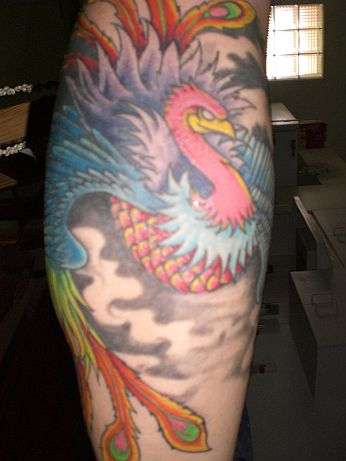 Phoenix on my calf tattoo