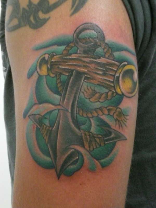 anchor and waves tattoo