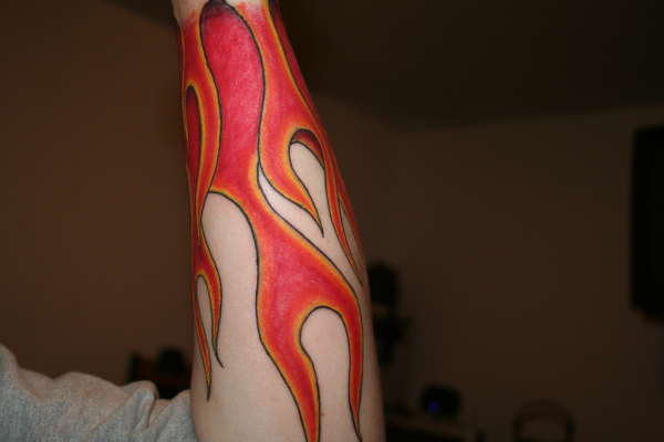 Flame sleeve tattoo