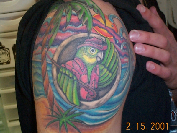 parrot head tattoo