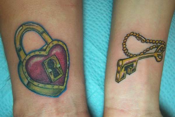 Heart Locket, with Key tattoo