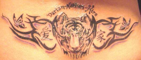 Tiger, Butterflies and Tribal tattoo