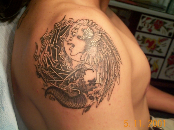 devil angel yin yang tattoo