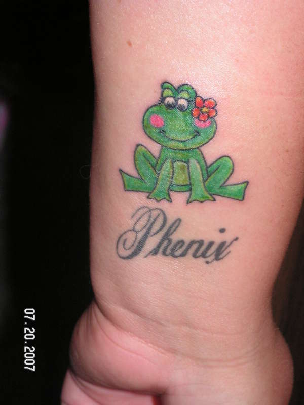name and frog tattoo
