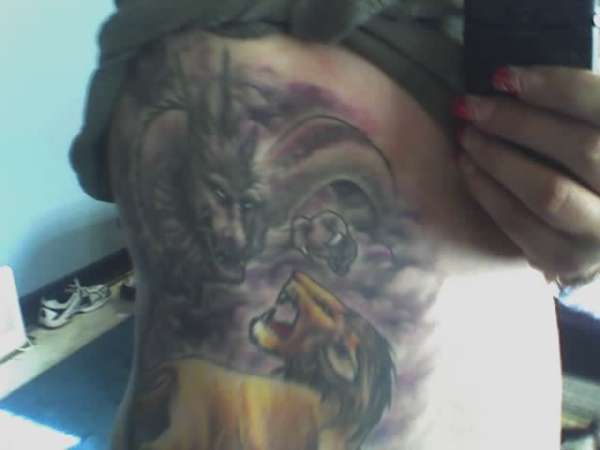Dragon and Lion tattoo
