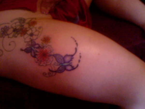 butterflys n flowers piece tattoo