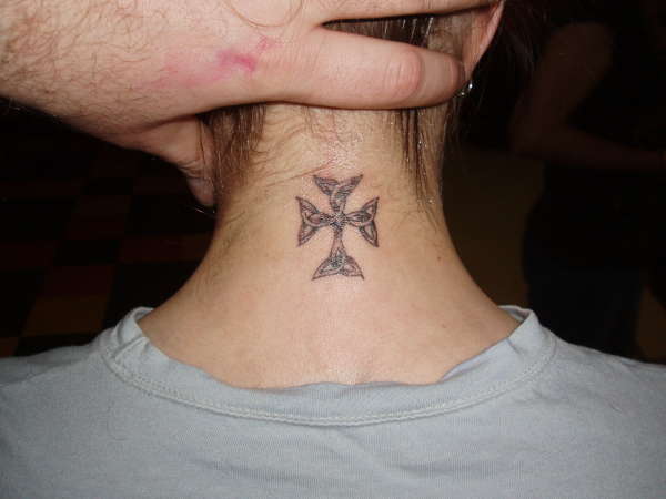Celtic cross with trinity sign on 4 sides tattoo