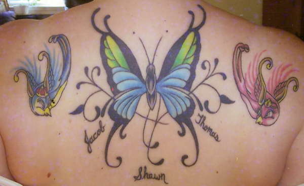 Butterfly and birds tattoo