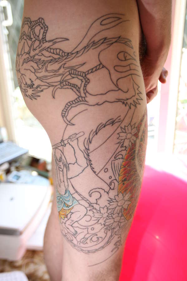 unfinished leg sleeve tattoo