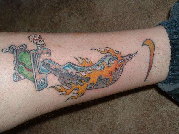Leg Needle tattoo