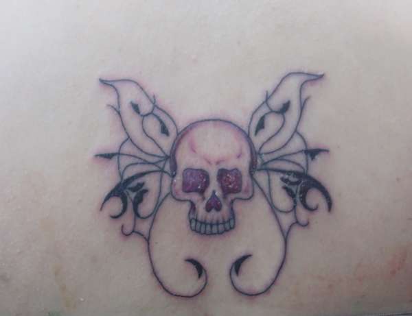old skool skull butterfly tattoo