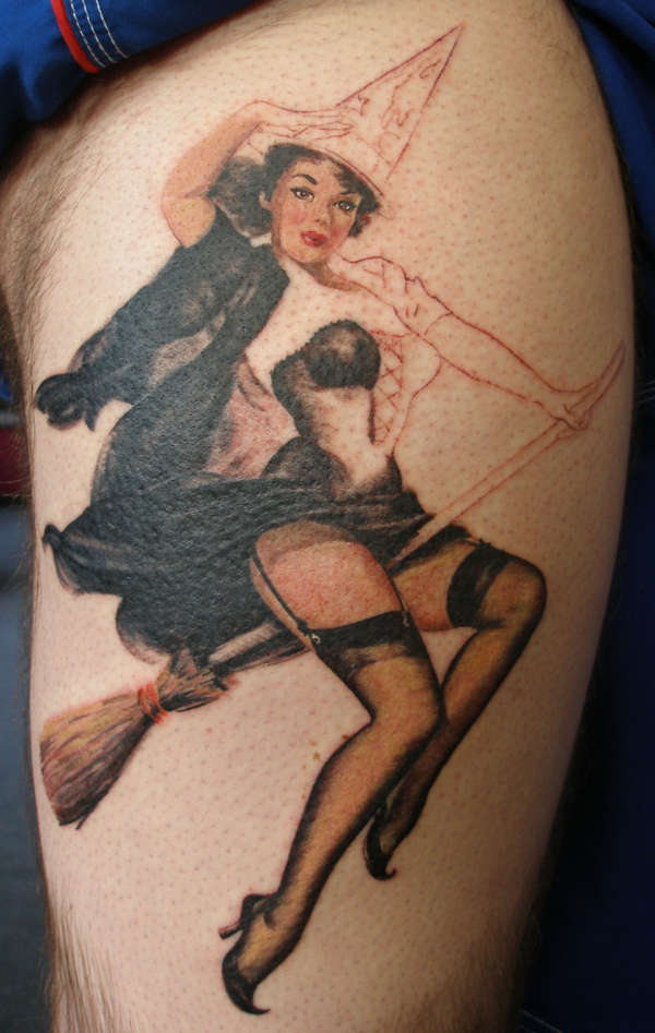 Witch pin-up tattoo