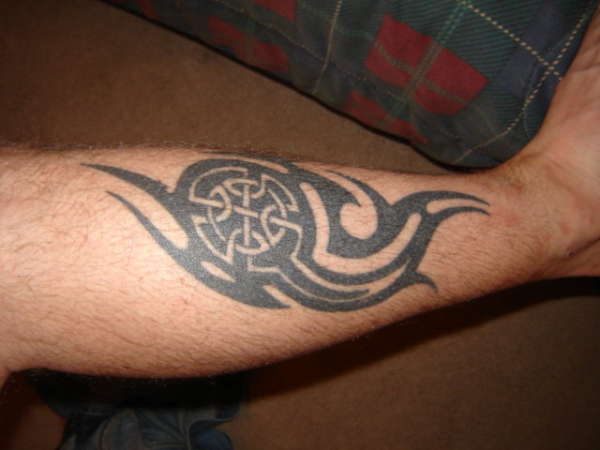 right leg tribal & celtic tattoo