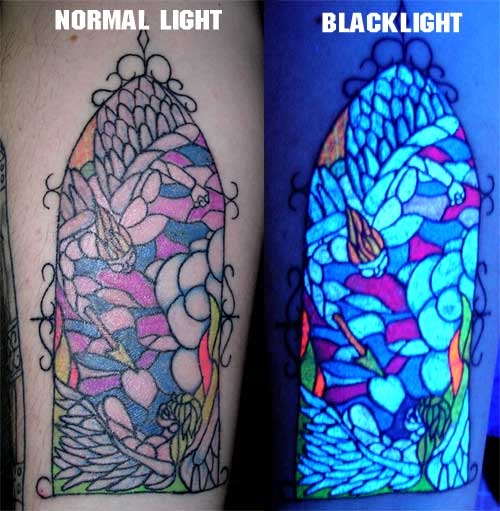 UV Reactive Blacklight Stained-glass Window (not done yet) tattoo