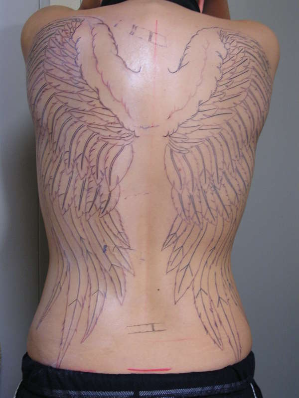 wings outline tattoo