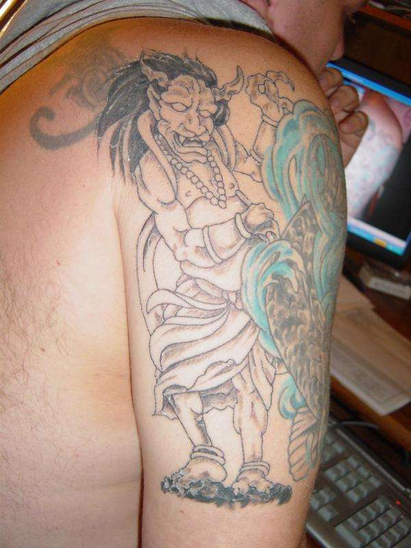 Working on a sleeve tattoo