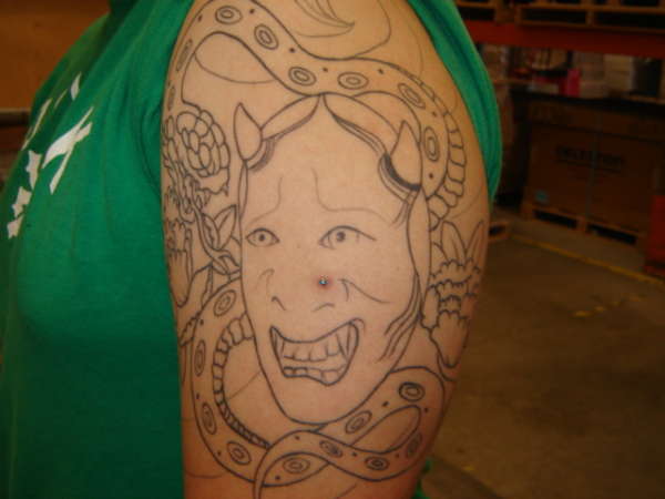 hannya mask in progress tattoo