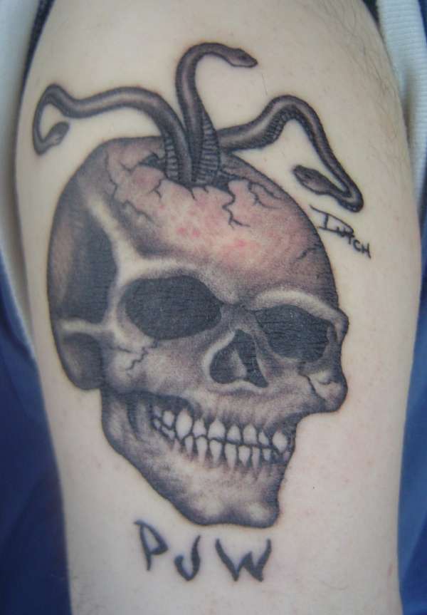 Skull and snakes tattoo
