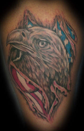 eagle with flag by johnny love tattoo