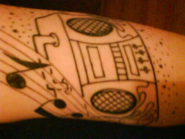 unfinished boombox tattoo