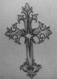 Northern Star & cross tattoo