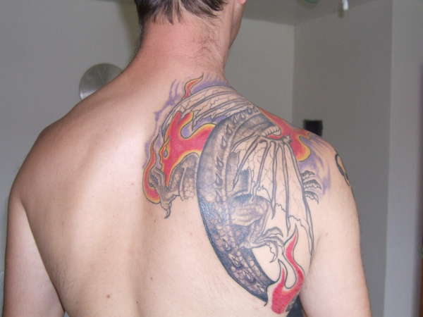 back/over shoulder dragon tattoo