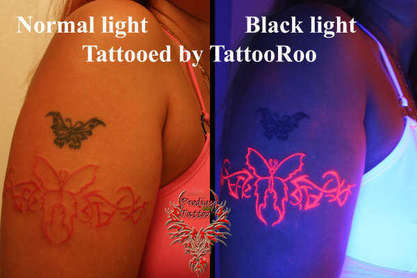 Butterfly Blacklight Tribal tattoo